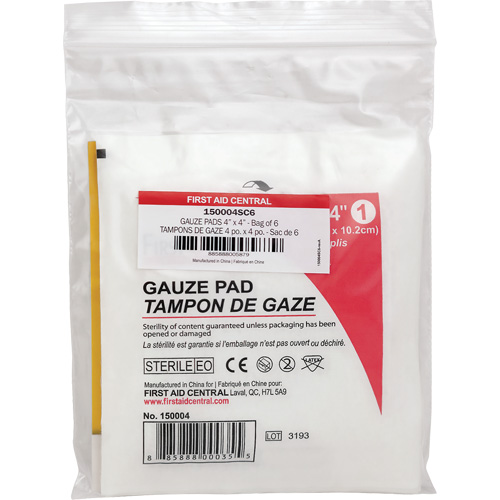 Recharge de gaze SmartCompliance, Tampon, 4" lo x 4" la, St&eacute;rile, Dispositif m&eacute;dical Classe 1 Advanced Consulting and Training Ltd.