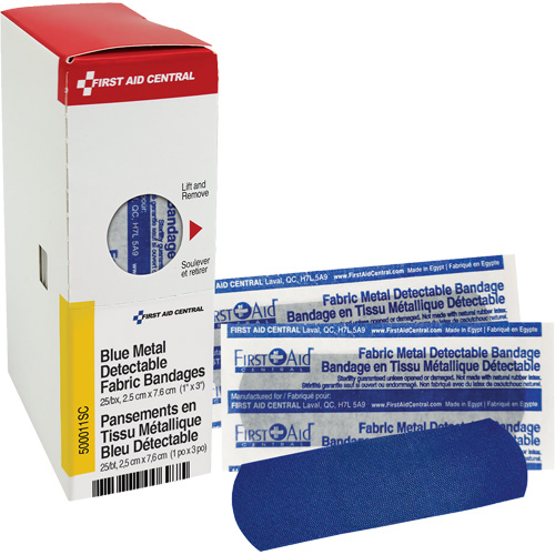 Fabric Blue Detectable Bandages, Rectangular/Square, 1", Fabric Metal Detectable, Sterile Advanced Consulting and Training Ltd.