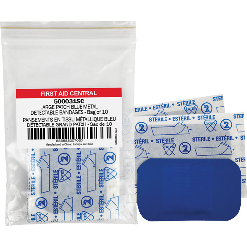 Blue Adhesive Bandages, Rectangular/Square, 3", Fabric Metal Detectable, Non-Sterile Advanced Consulting and Training Ltd.