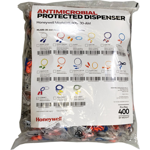 Recharge de bouchons doreille XTR-30 pour le distributeur HL400, Vrac - Sac en poly, Avec cordon Advanced Consulting and Training Ltd.
