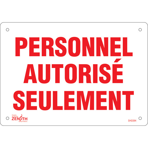 Enseigne  Personnel autoris&eacute; seulement , 7" x 10", Plastique, Français Advanced Consulting and Training Ltd.