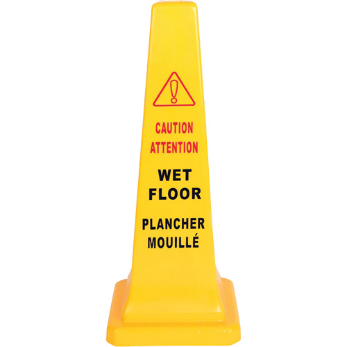 C&ocirc;ne d'avertissement de plancher mouill&eacute;, Bilingue avec pictogramme Advanced Consulting and Training Ltd.
