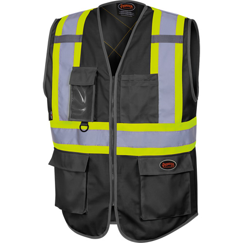 6959BK Tricot High-Visibility Safety Vest with Zipper Closure, Black, X-Small, Polyester Advanced Consulting and Training Ltd.