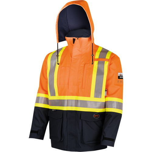 4484 Manteau de s&eacute;curit&eacute; Defender antistatique/ignifuge/anti-arc &eacute;lectrique en trilamin&eacute;, Petit, Noir/Orange haute visibilit&eacute;, 11 cal/cm² Advanced Consulting and Training Ltd.