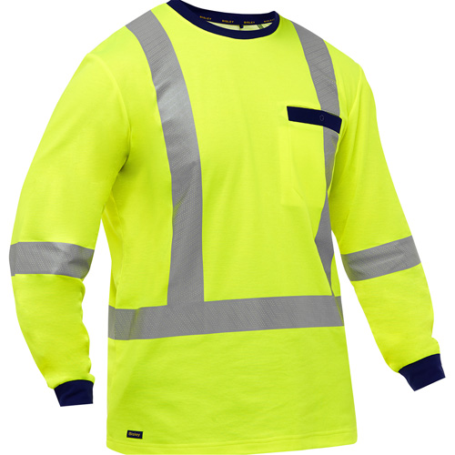 Chemise &agrave; manches longues et X au dos Bisley, Poly-coton, Petit, Jaune lime haute visibilit&eacute; Advanced Consulting and Training Ltd.