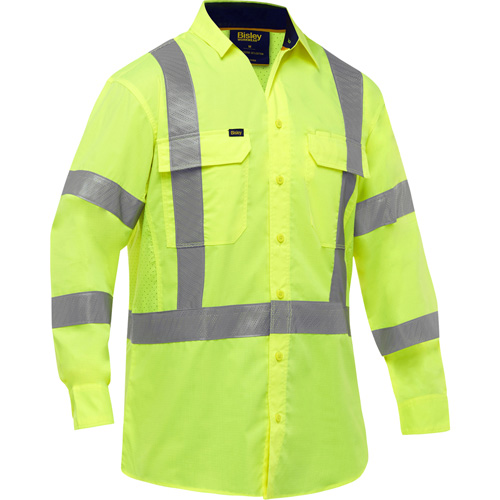 Bisley&reg; X-Back Long Sleeve Work Shirt with X-Airflow, Poly-Cotton, Small, High Visibility Lime-Yellow Advanced Consulting and Training Ltd.