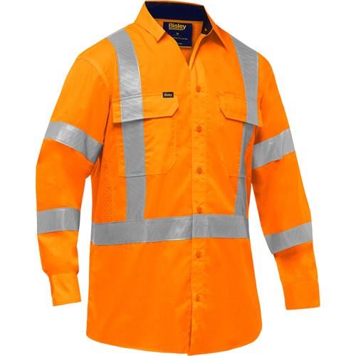 Bisley&reg; X-Back Long Sleeve Work Shirt with X-Airflow, Poly-Cotton, Small, High Visibility Orange Advanced Consulting and Training Ltd.