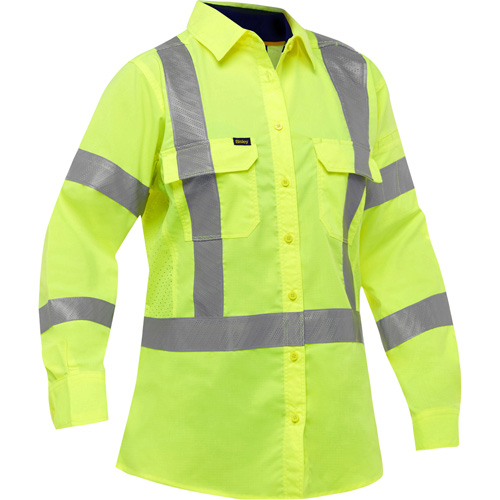 Bisley&reg; X-Back Women's Long Sleeve Work Shirt with X-Airflow, Poly-Cotton, Small, High Visibility Lime-Yellow Advanced Consulting and Training Ltd.