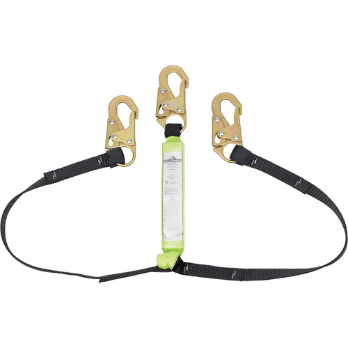 SA-64000-4 Shock Absorbing Lanyard, 4', Snap Hook Center, Snap Hook Leg Ends, Polyester Advanced Consulting and Training Ltd.
