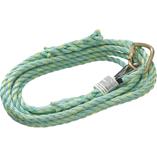 VL-1115-25 Cordage de s&eacute;curit&eacute; vertical avec mousqueton d'ancrage &agrave; une extr&eacute;mit&eacute; & &eacute;clisse dorsale d'extr&eacute;mit&eacute; &agrave; la traîne, Copolym&egrave;re Advanced Consulting and Training Ltd.