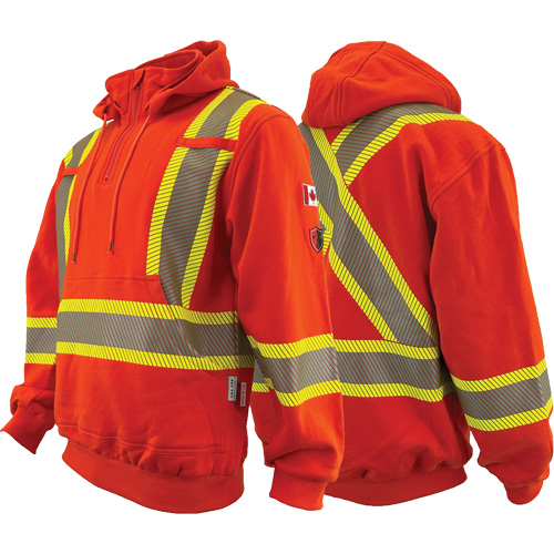 Chandail &agrave; capuchon ignifug&eacute;/r&eacute;sistant &agrave; l'arc &eacute;lectrique avec fermeture &agrave; glissi&egrave;re au quart Atlas Guardian, Hommes, Petit, Orange haute visibilit&eacute;, 18 cal/cm² Advanced Consulting and Training Ltd.
