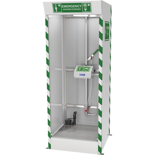 Cabine de douche d'urgence et douche oculaire/faciale couverte avec pompe de puisard Advanced Consulting and Training Ltd.