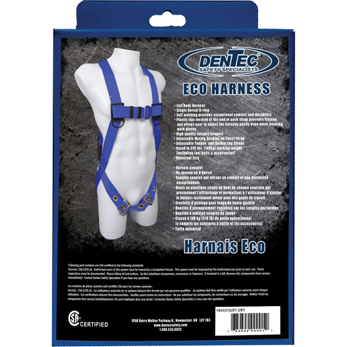 ECO Safety Harness in Retail Box, CSA Certified, Class A, 352 lbs. Cap. Advanced Consulting and Training Ltd.