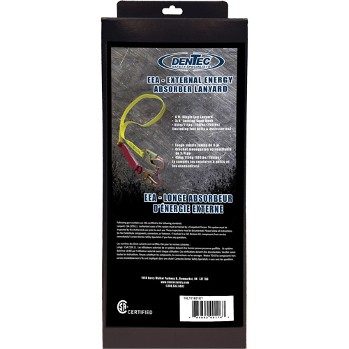 External Energy Absorber Lanyard with 3/4" Hook in Retail Box, 6', Snap Hook Center, Snap Hook Leg Ends, Polyester Advanced Consulting and Training Ltd.