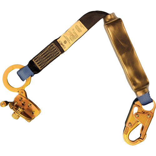 Trailing Rope Grab with Attached Shock Pack Lanyard, 2', Snap Hook Center, Snap Hook Leg Ends, Polyester Advanced Consulting and Training Ltd.