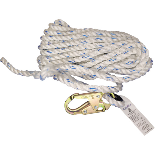 Cordage de s&eacute;curit&eacute; verticale avec mousqueton de 3/4" et cosse cœur Advanced Consulting and Training Ltd.