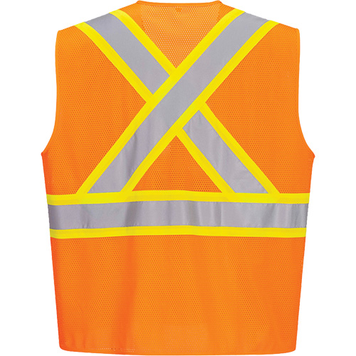 Contrast-Striped Safety Vest, High Visibility Orange, Small, Polyester Advanced Consulting and Training Ltd.
