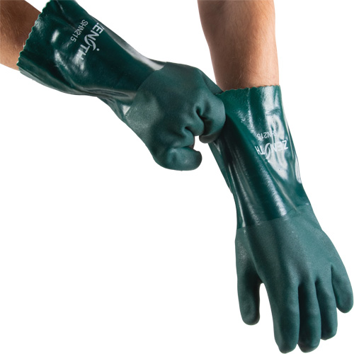 Double Dipped Green Gloves, 14" L, PVC, Cotton Jersey Inner Lining, 70-mil Advanced Consulting and Training Ltd.