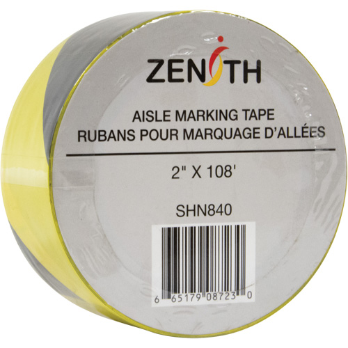 Aisle Marking Tape, 2" x 108', PVC, Black and Yellow Advanced Consulting and Training Ltd.