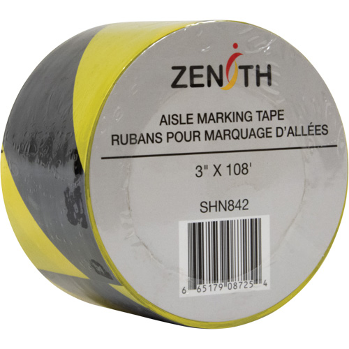 Aisle Marking Tape, 3" x 108', PVC, Black and Yellow Advanced Consulting and Training Ltd.