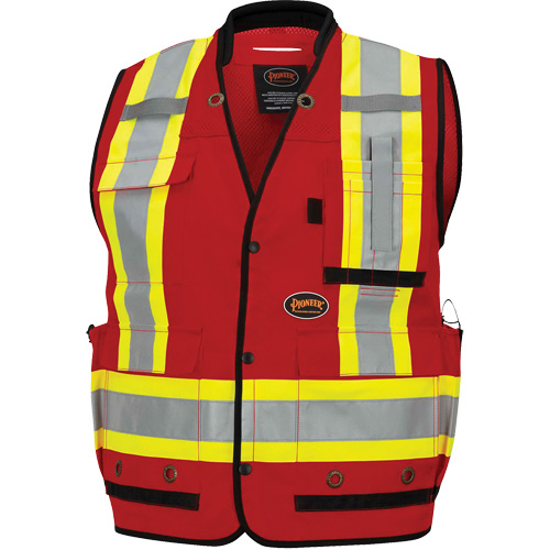 6678 Veste d'arpenteur antimicrobienne haute visibilit&eacute; avec dos en maille, Rouge, Petit, Polyester Advanced Consulting and Training Ltd.