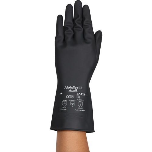 Gants r&eacute;sistants aux produits chimiques AlphaTec 87-118, Taille Petit/7, 12,6" lo, Latex de caoutchouc, Doublure en Coton, 31-mil Advanced Consulting and Training Ltd.