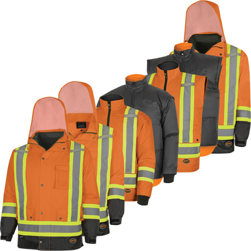 5056 Pioneer&reg; Yukon 7-in-1 Waterproof Winter Safety Parka, Polyester, Black/High Visibility Orange, X-Small Advanced Consulting and Training Ltd.