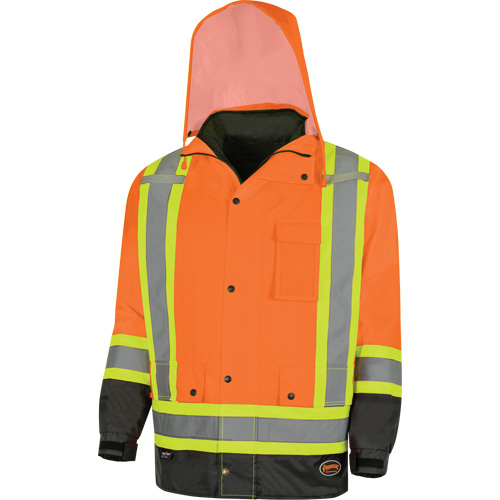 5056 Pioneer&reg; Yukon 7-in-1 Waterproof Winter Safety Parka, Polyester, Black/High Visibility Orange, X-Small Advanced Consulting and Training Ltd.