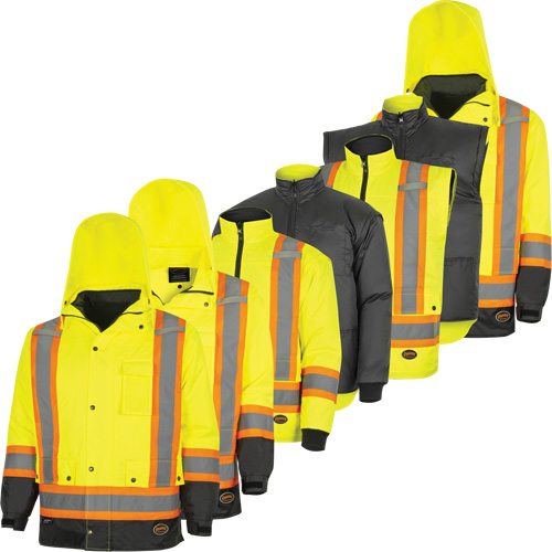 Parka de s&eacute;curit&eacute; d'hiver imperm&eacute;able 7-en-1 5057 Pioneer Yukon, Polyester, Noir/Jaune lime haute visibilit&eacute;, T-petit Advanced Consulting and Training Ltd.