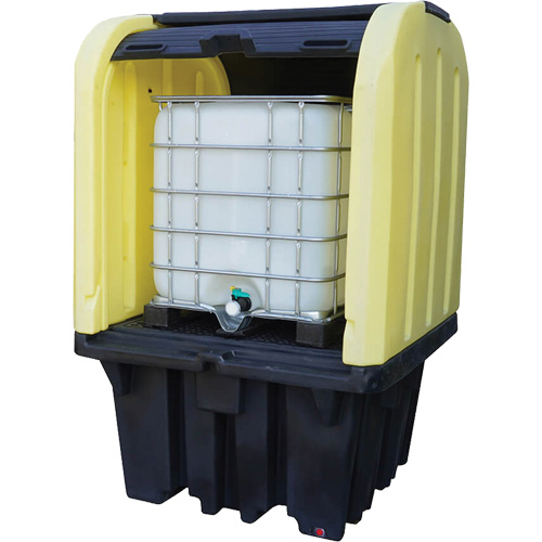 Yellow Roll Top Hardcover Spill Pallet, 65" L x 65" W x 101" H, 5000 lbs. Load Capacity Advanced Consulting and Training Ltd.