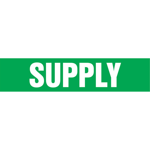 Marqueurs de tuyau "Supply", Autocollant, 4" h x 24" la, Blanc/vert Advanced Consulting and Training Ltd.