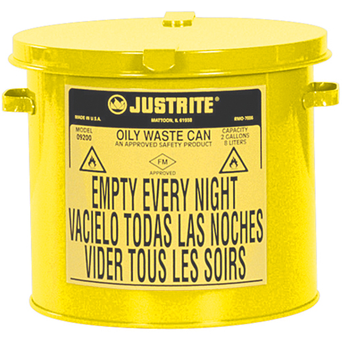 Contenants pour d&eacute;chets huileux, Homologu&eacute; FM/List&eacute; UL, 2 gal. US, Jaune Advanced Consulting and Training Ltd.