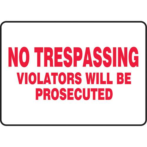 Enseigne  No Trespassing , 7" x 10", Vinyle, Anglais Advanced Consulting and Training Ltd.