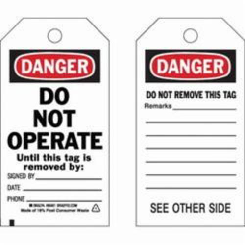 Self-Laminating Safety Tags, Polyester, 3" W x 5-3/4" H, English Advanced Consulting and Training Ltd.