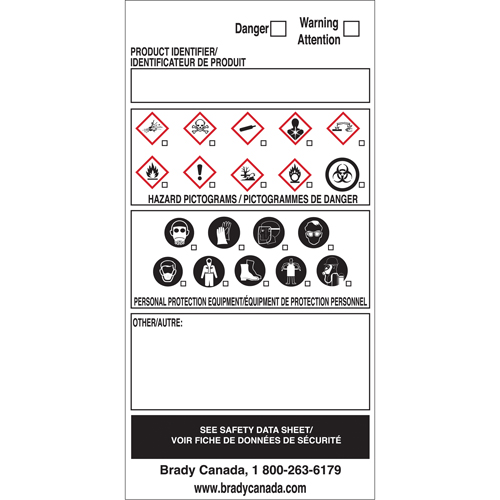 OTS WHMIS Labels, Vinyl, Sheet, 6" L x 3" W Advanced Consulting and Training Ltd.