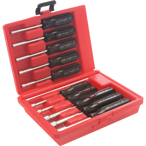Jeu de tourne-&eacute;crous &agrave; mandrin perc&eacute; avec mallette en plastique rouge, 10 mcx, M&eacute;trique Advanced Consulting and Training Ltd.