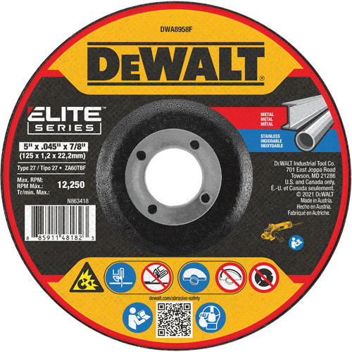 Elite Series Metal Cut-Off Wheel, 5" x 0.045", 7/8" Arbor, Zirconia Alumina, Type 27 Advanced Consulting and Training Ltd.
