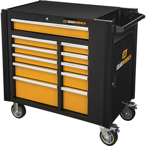 Powered Tool Cart, 11 Drawers, 42-1/2" W x 24-7/16" D x 41" H, Black/Orange Advanced Consulting and Training Ltd.