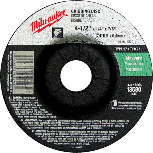 Meule, 4-1/2" x 1/4", Arbre 7/8", Carbure de silicium, Type 27 Advanced Consulting and Training Ltd.
