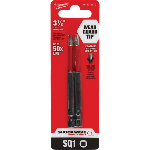 Embout de tournevis Shockwave Impact Duty, Carr&eacute;e, Embout #1, Prise 1/4", Longueur 3-1/2" Advanced Consulting and Training Ltd.