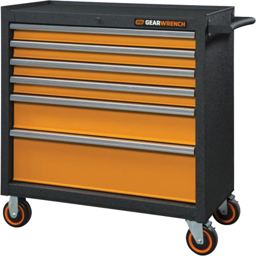 GSX Series Rolling Tool Cabinet, 6 Drawers, 36" W x 18-1/5" D x 37-2/5" H, Black/Orange Advanced Consulting and Training Ltd.