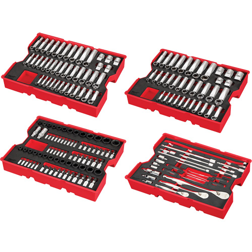 Jeu de cliquets et douilles m&eacute;triques et SAE avec organisateur PACKOUT &agrave; profil bas, 242 Mcx, Chocs, Prise de 1/4"/3/8"/1/2", Profond Advanced Consulting and Training Ltd.
