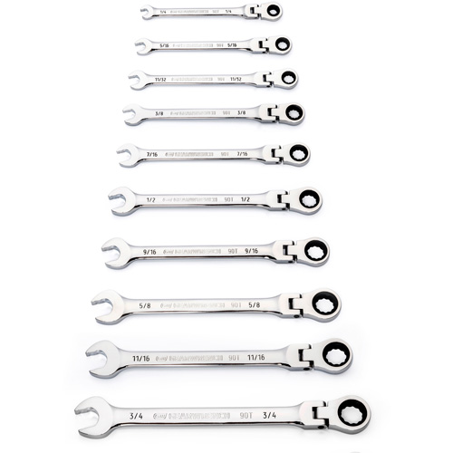Jeu de cl&eacute;s SAE &agrave; 12 pans et 90 dents, T&ecirc;te articul&eacute;e/Combinaison &agrave; cliquet, 10 morceaux, Imp&eacute;rial Advanced Consulting and Training Ltd.