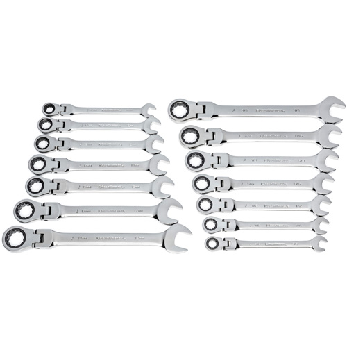 Jeu de cl&eacute;s &agrave; 12 pans et 72 dents, T&ecirc;te articul&eacute;e/Combinaison &agrave; cliquet, 14 morceaux, Imp&eacute;rial et m&eacute;trique Advanced Consulting and Training Ltd.