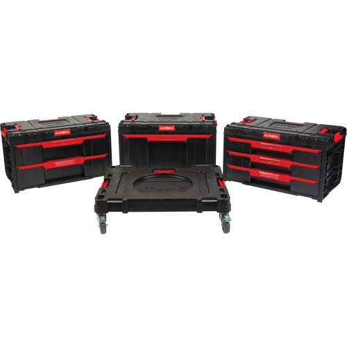 Ensemble de coffres &agrave; outils Arx de 4 morceaux avec socle &agrave; roulettes pivotantes, 23-1/10" x 15" x 22-1/2", Noir Advanced Consulting and Training Ltd.