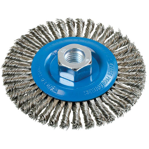 Stringer Bead Knotted Wire Brush, 4-1/2" Dia., 0.02" Fill, 5/8"-11 Arbor, Aluminum/Stainless Steel Advanced Consulting and Training Ltd.