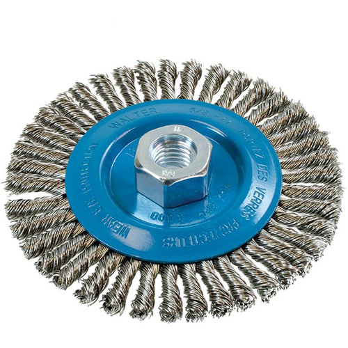 Knot-Twisted Stringer Bead Wire Wheel, 5" Dia., 0.02" Fill, 5/8"-11 Arbor, Aluminum/Stainless Steel Advanced Consulting and Training Ltd.
