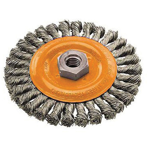 Wide Knotted Wire Wheel Brush, 4" Dia., 0.02" Fill, 5/8"-11 Arbor, Steel Advanced Consulting and Training Ltd.