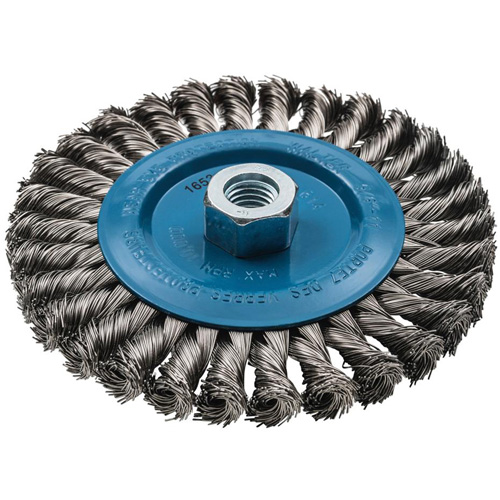 Wide Knotted Wire Wheel Brush, 6" Dia., 0.02" Fill, 5/8"-11 Arbor, Aluminum/Stainless Steel Advanced Consulting and Training Ltd.