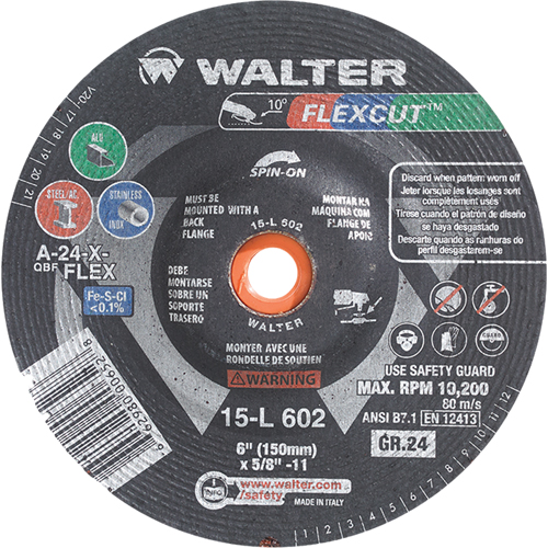Flexcut Depressed Centre Grinding Wheels, 6", 60 Grit, Aluminum Oxide, 5/8"-11, 10200 RPM, Type 29 Advanced Consulting and Training Ltd.